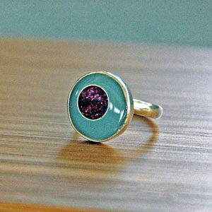 aqua glitter ring